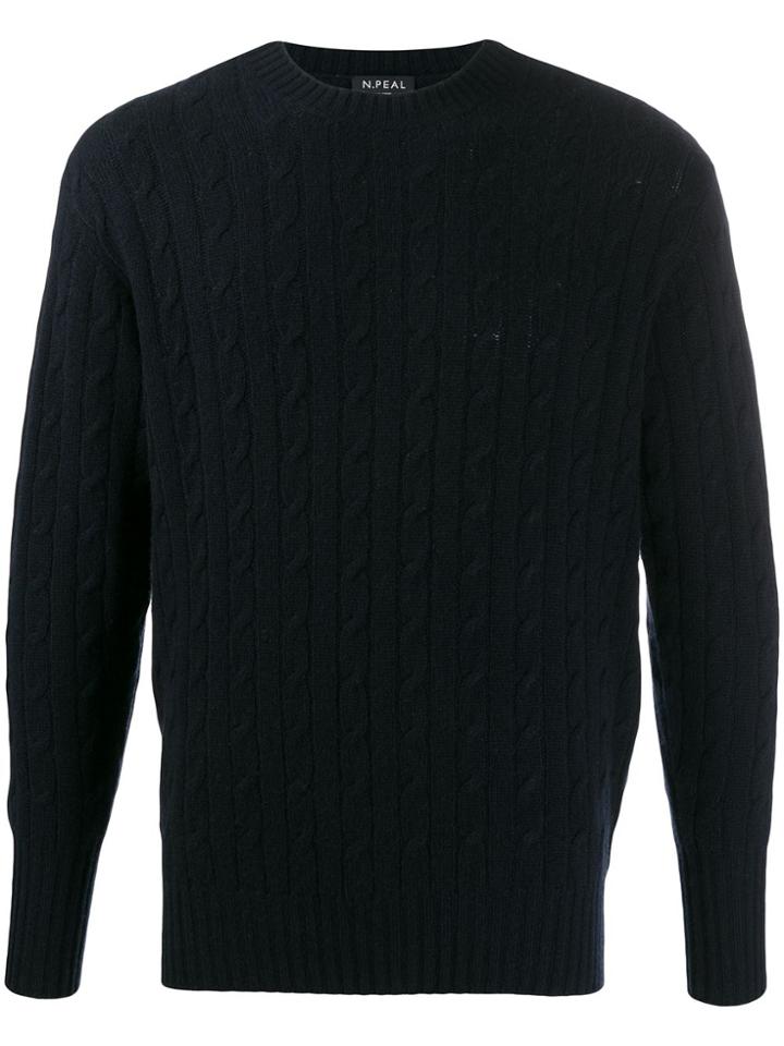 N.peal 007 Cable Crew Neck Sweater - Blue