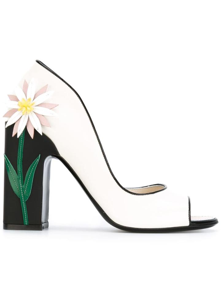 Fabrizio Viti Open Toe Daisy Heel Pumps - White