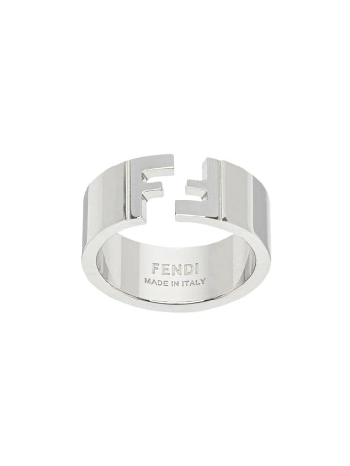 Fendi Logo Detail Ring - Silver