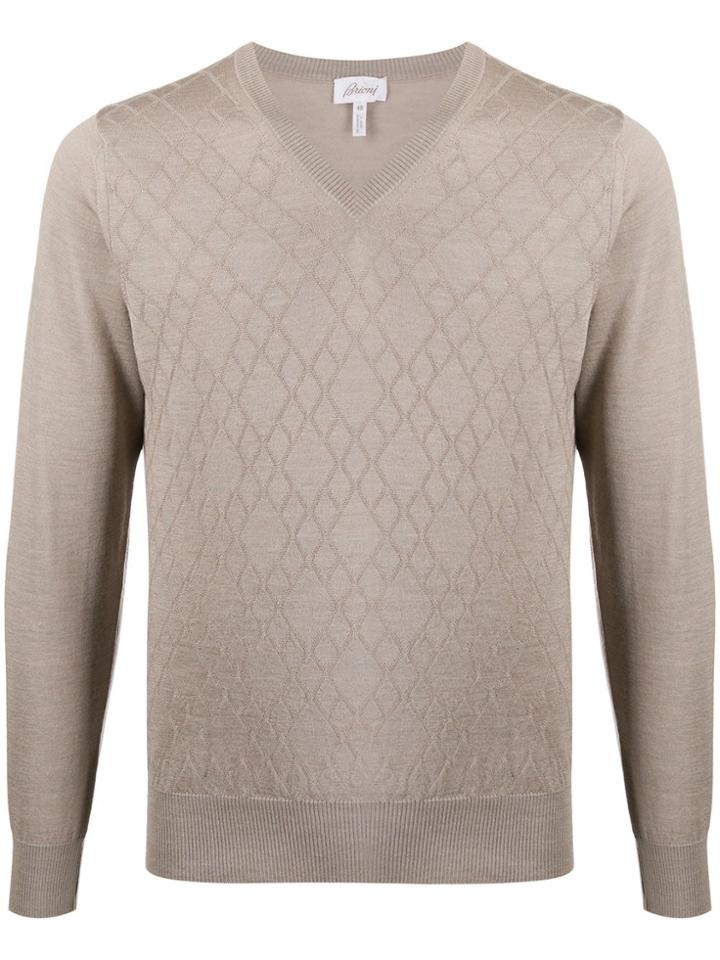 Brioni Diamond Knitted Jumper - Neutrals