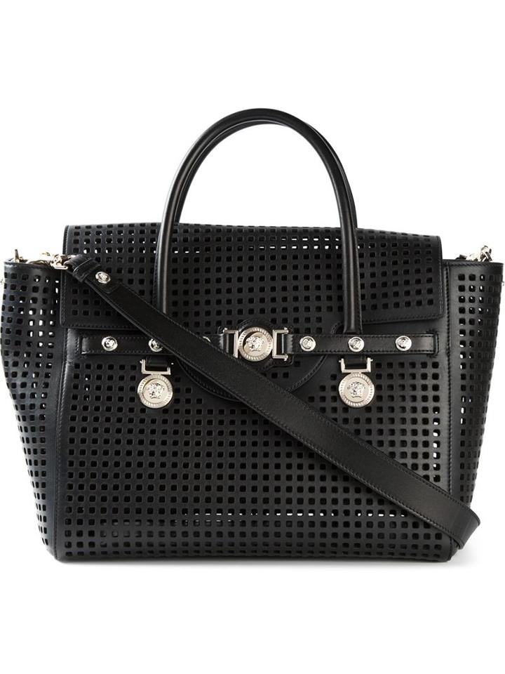 Versace Signature Tote, Women's, Black, Leather/metal Other