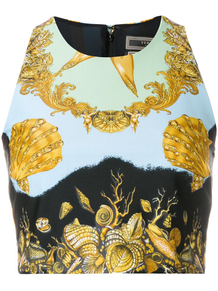 Versace Treasure Print Cropped Top - Blue