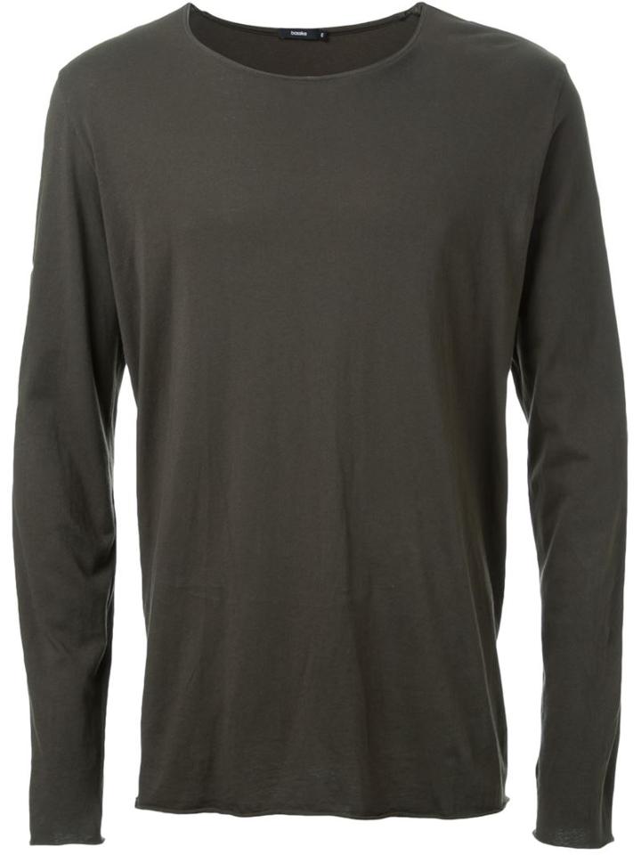 Bassike Raw Hem Longsleeved T-shirt, Men's, Size: S, Green, Organic Cotton