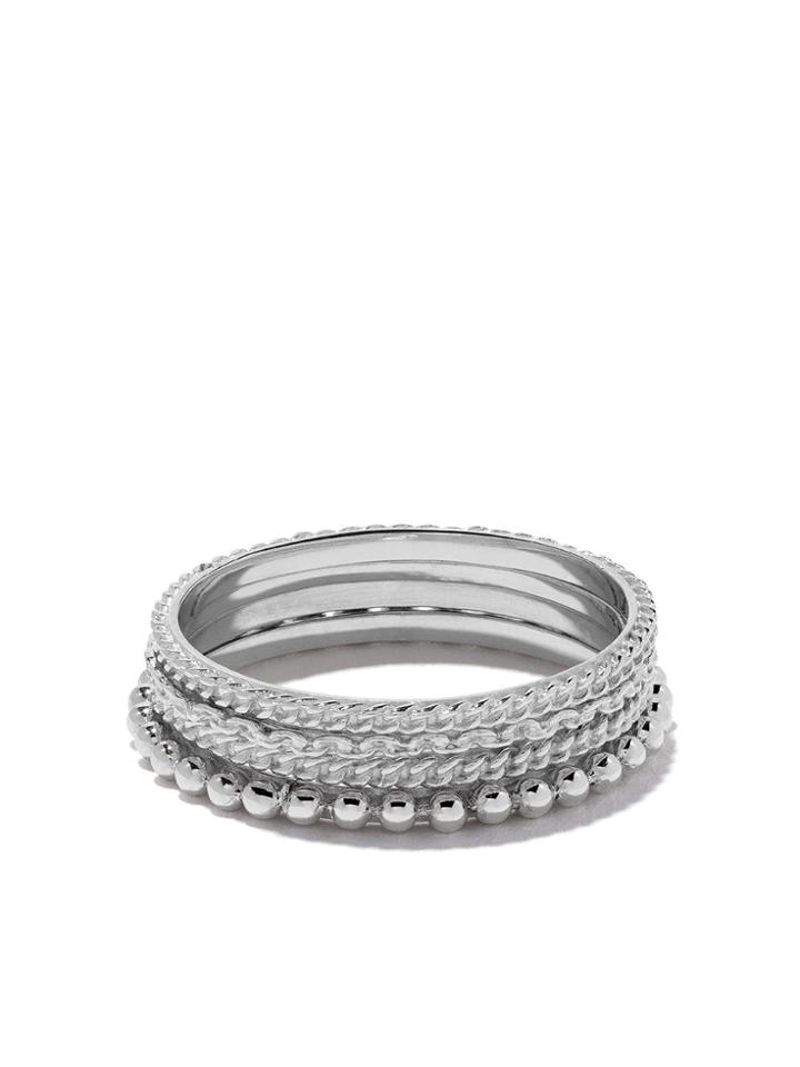 Wouters & Hendrix Gold 18kt Gold Four Rings Set - White Gold