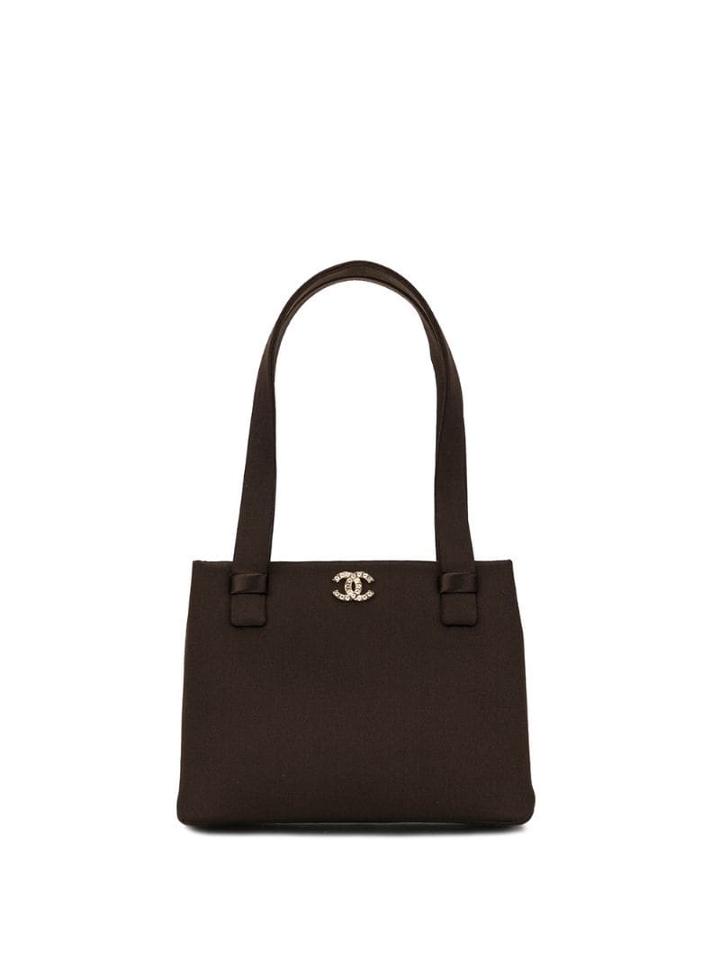 Chanel Pre-owned Rhinestone Cc Logo Tote - Brown