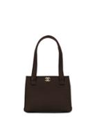 Chanel Pre-owned Rhinestone Cc Logo Tote - Brown