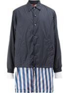 Facetasm Shirt Hem Windbreaker Jacket - Blue