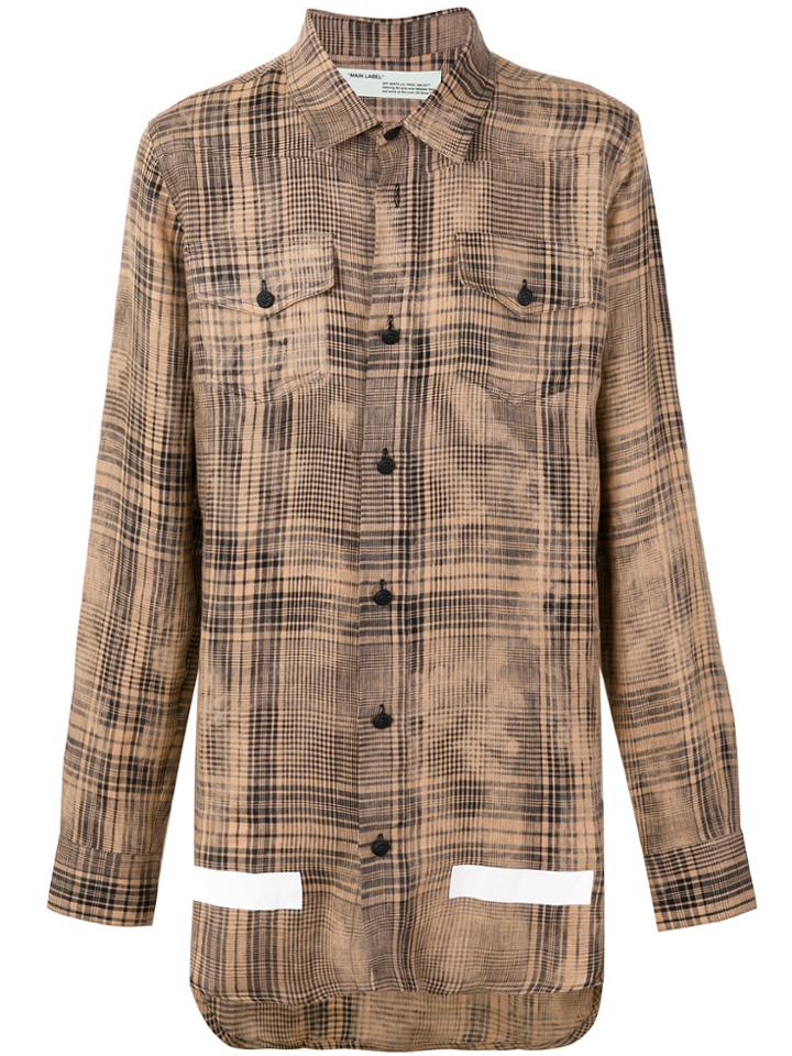 Off-white Plaid Shirt - Brown