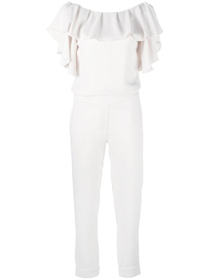 P.a.r.o.s.h. - Frill Trim Jumpsuit - Women - Polyester - S, Nude/neutrals, Polyester