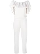 P.a.r.o.s.h. - Frill Trim Jumpsuit - Women - Polyester - S, Nude/neutrals, Polyester