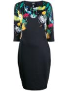 Cavalli Class Floral Print Midi Dress - Black