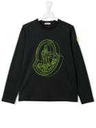 Moncler Kids Logo Print Top - Black