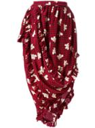 Simone Rocha Gingham Print Asymmetric Skirt, Women's, Size: 8, Red, Silk