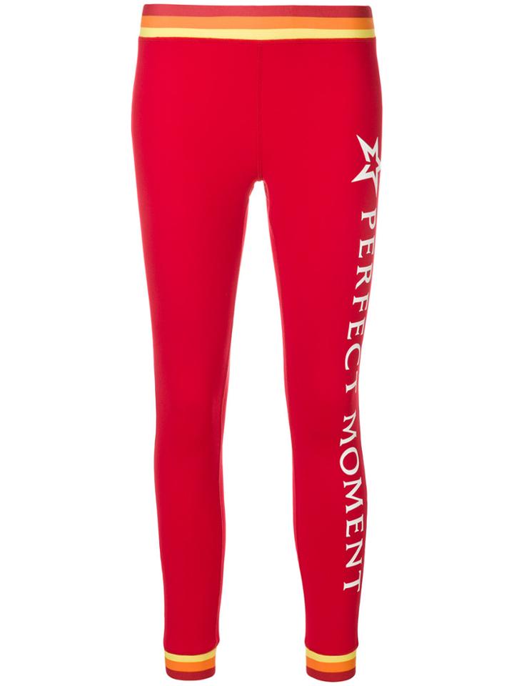 Perfect Moment Race Strip Leggings - Red
