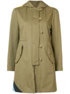 Wave Detail Parka Coat - Women - Cotton - 40, Green, Cotton, Red Valentino