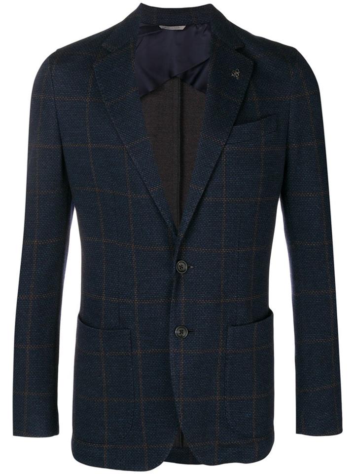 Canali Grid Check Blazer - Blue