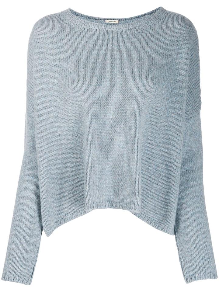 Apuntob Round Neck Plain Jumper - Blue