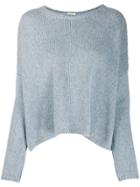 Apuntob Round Neck Plain Jumper - Blue