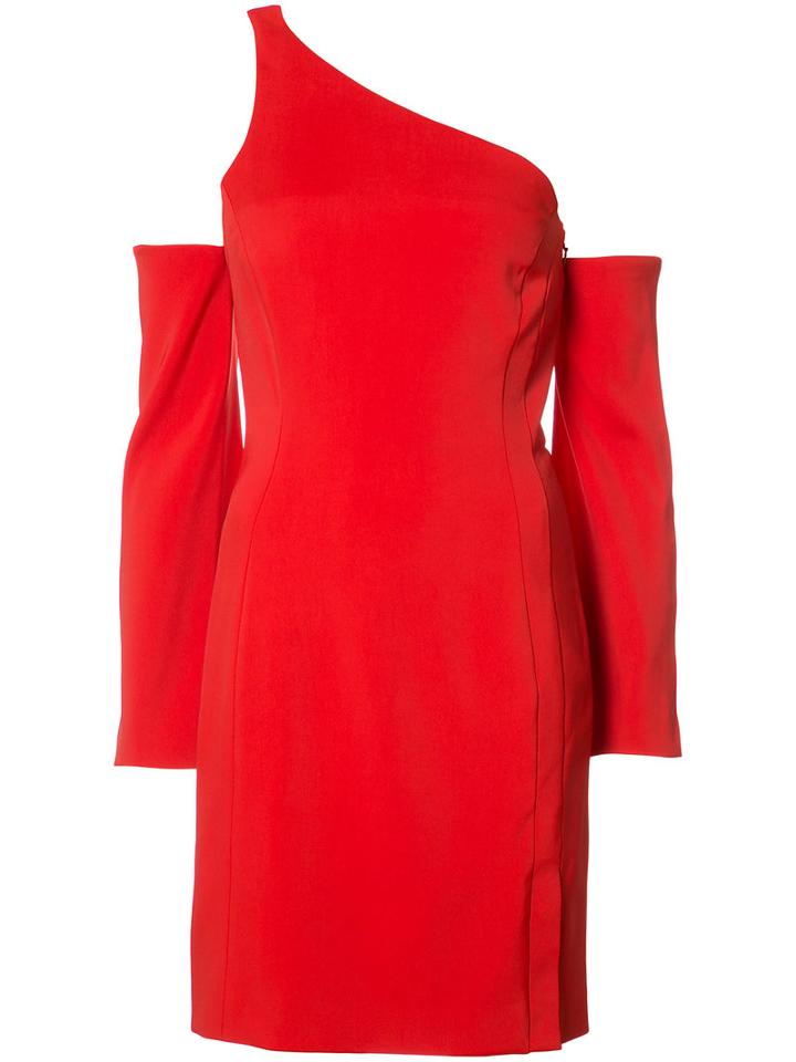 Mugler Off Shoulder Dress, Women's, Size: 38, Red, Viscose/polyester/spandex/elastane