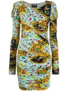 Versace Jeans Couture Printed Long Sleeve Dress - Yellow