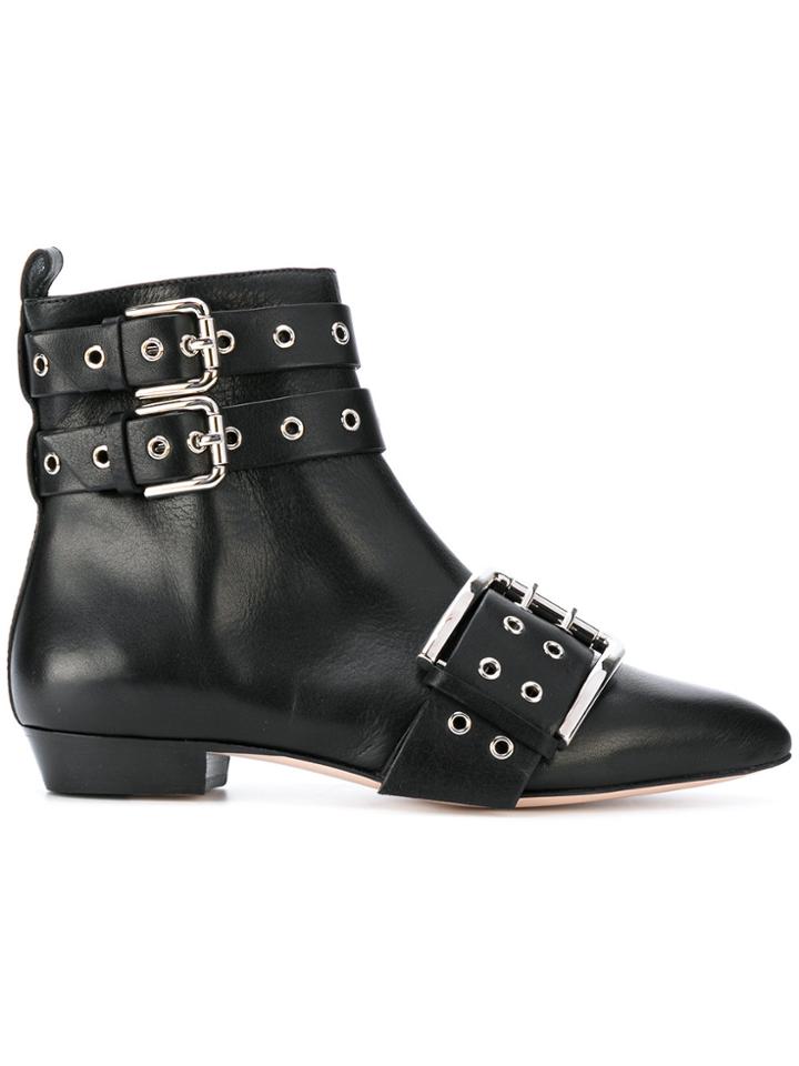 Red Valentino Buckled Ankle Boots - Black