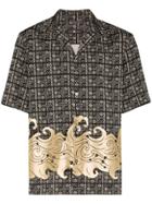 Edward Crutchley X Woolmark Graphic Print Cuban Collar Shirt - Black