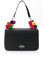 Love Moschino Pompom Embellished Shoulder Bag - Black