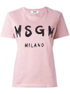 Msgm Logo Print Cropped T-shirt
