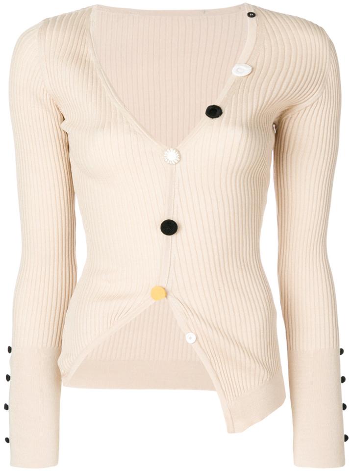 Jacquemus Asymmetric Ribbed Knit Top - Nude & Neutrals