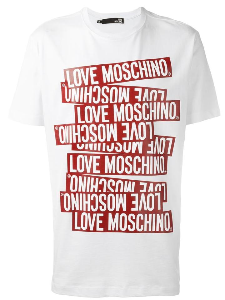 Love Moschino 'st. Tape' T-shirt, Men's, Size: Medium, White, Cotton