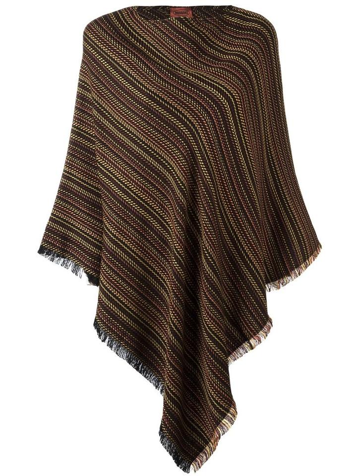 Missoni Round Neck Knit Poncho, Women's, Black, Wool