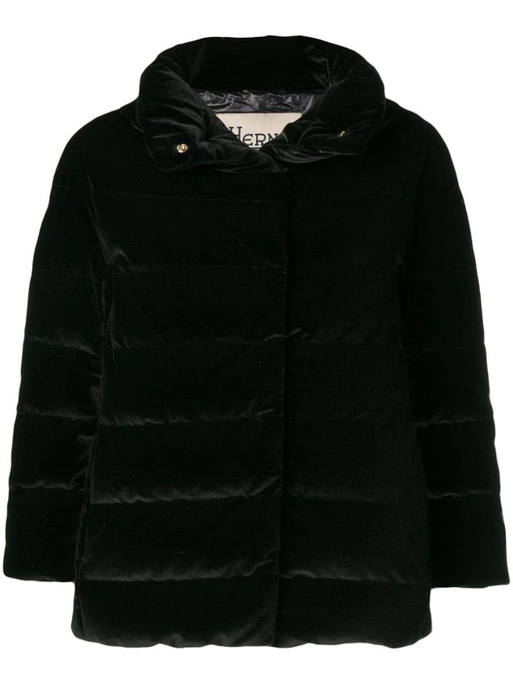 Herno Concealed Fastening Padded Jacket - Black