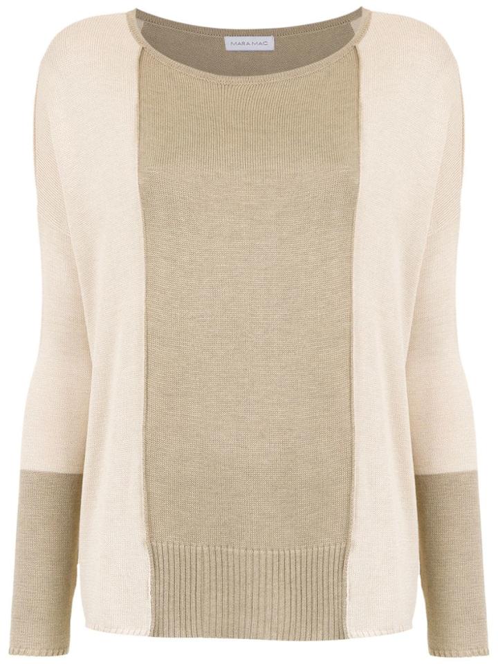 Mara Mac Bicolour Knit Blouse - Nude & Neutrals
