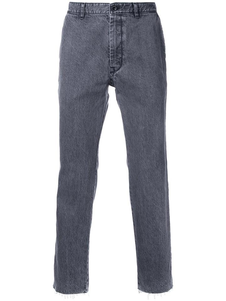 Sacai Frayed Straight Leg Jeans, Men's, Size: 3, Grey, Cotton