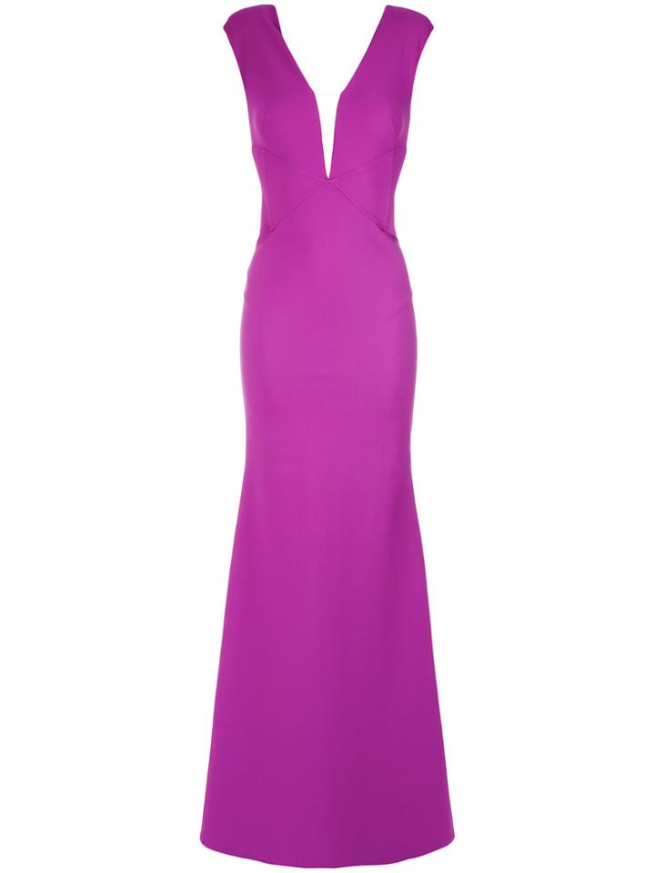 Tufi Duek Sheer Panel Gown - Pink & Purple