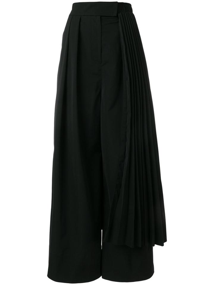 A.w.a.k.e. Pleat Trim Palazzo Trousers - Black