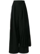A.w.a.k.e. Pleat Trim Palazzo Trousers - Black