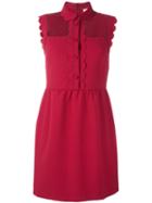 Red Valentino Scallop Detail Shirt Dress, Women's, Size: 42, Polyamide/polyester/spandex/elastane/polyamide