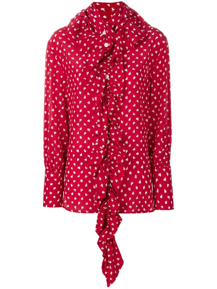 Marni Patterned Ruffle Blouse - Red