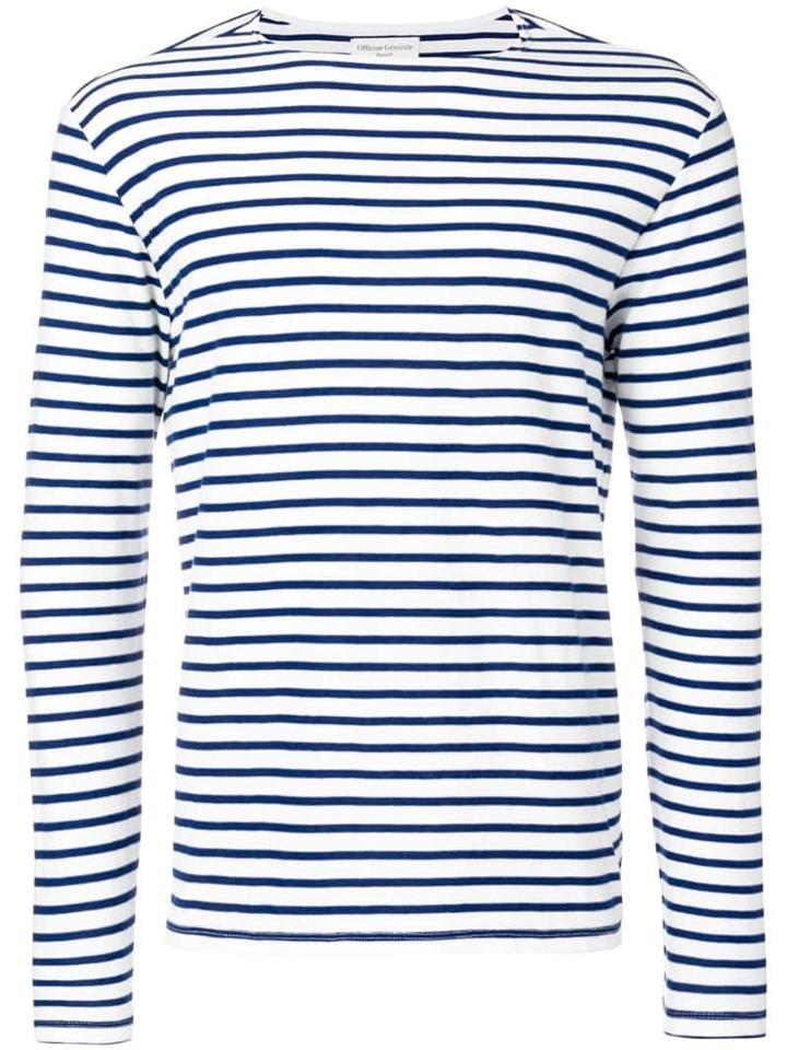 Officine Generale Striped Long Sleeved T-shirt - White