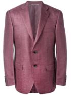 Canali Flap Pocket Blazer, Size: 58, Red, Silk/linen/flax/wool/cupro