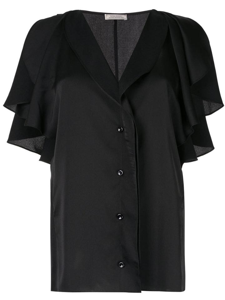Nina Ricci Ruffled Sleeve Blouse - Black