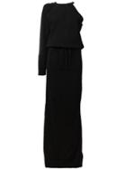 Unravel Project Frayed One-shoulder Sweater Dress, Women's, Size: Small, Black, Cotton/spandex/elastane