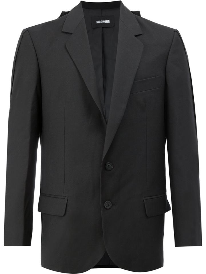 Moohong Pleated Printed Back Blazer - Black