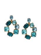 Oscar De La Renta Crystal Earrings - Blue