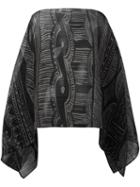 Pleats Please By Issey Miyake 'painted Pottery Madame' Poncho, Women's, Black, Polyester