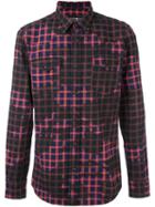 Hydrogen Plaid Stained Effect Shirt, Men's, Size: Medium, Blue, Cotton