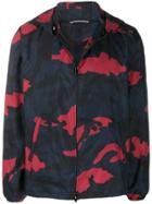 Valentino Camouflage Printed Hooded Jacket - Blue