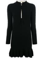 Twin-set - Zip Collar Studded Mini Dress - Women - Polyester/viscose - S, Black, Polyester/viscose