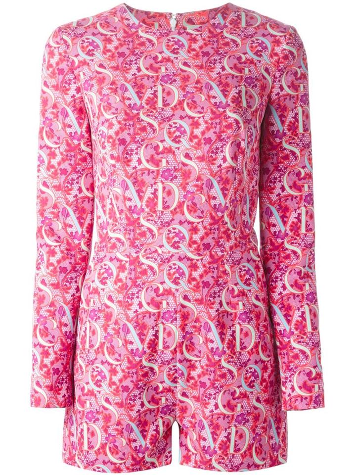 Mary Katrantzou 'calligraphy' Play Suit, Women's, Size: 8, Pink/purple, Polyester/spandex/elastane
